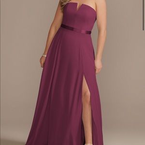 Worn once. Wine davids bridal gown. Size 10, hemmed to take off 2 inches.
